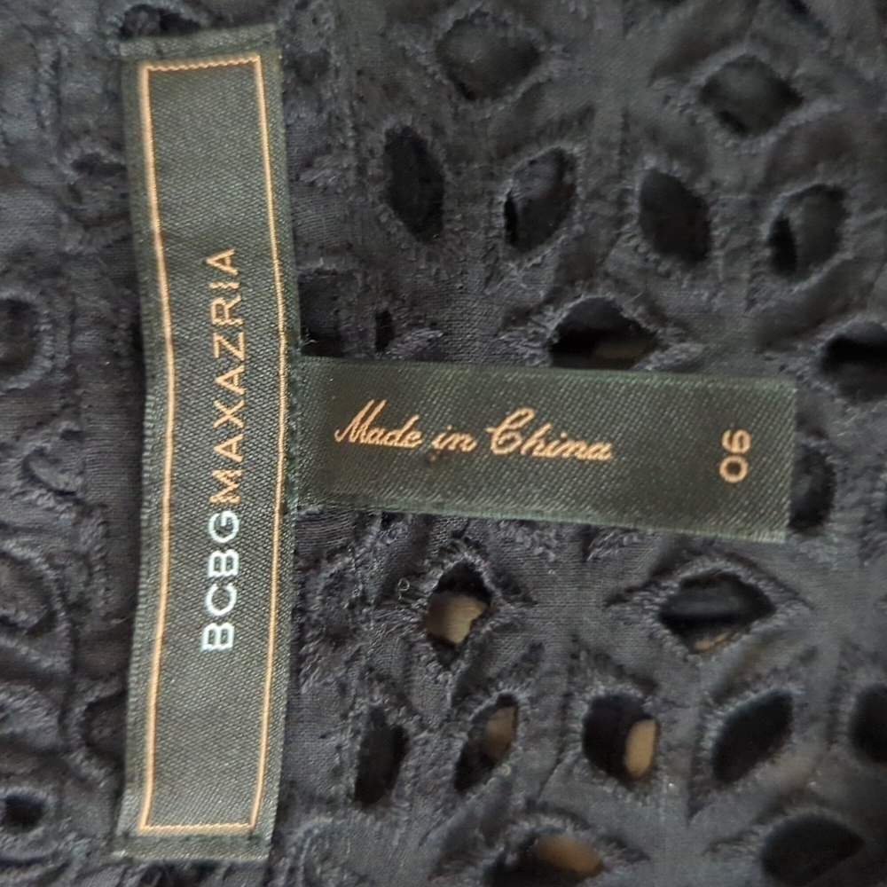 BCBG Max Azria Dasha Perforated Slip Mini Little Black Dress - Picture 9 of 12